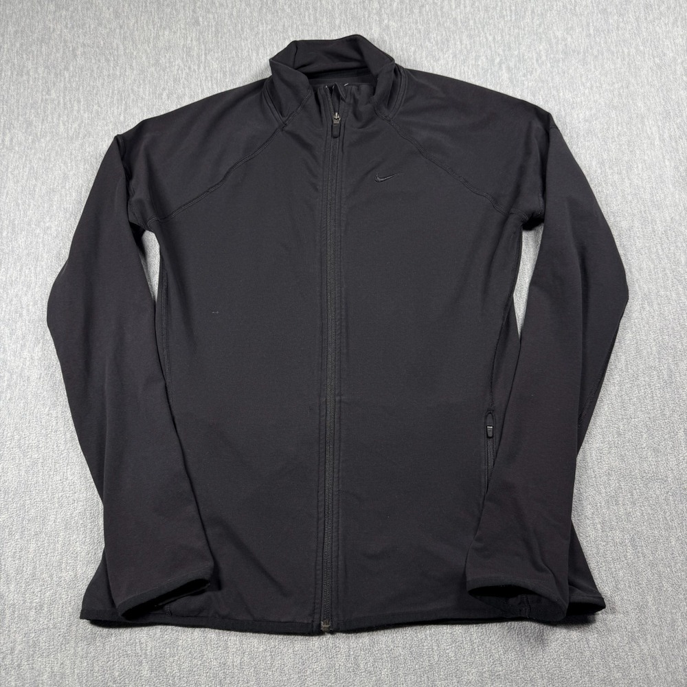 Nike Jacket Women XL Black Dri-Fit Full Zip Mock Neck Athletic Track Running Top
